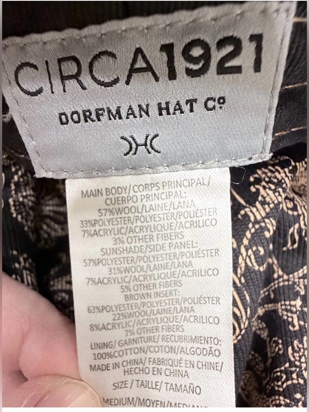 CIRCA 1921 Dorfman Hat Co Brown Herringbone Wool Blend Flat Cap Scally Ivy Med - Picture 7 of 7